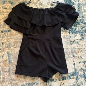 Elegant Black Off-Shoulder Romper